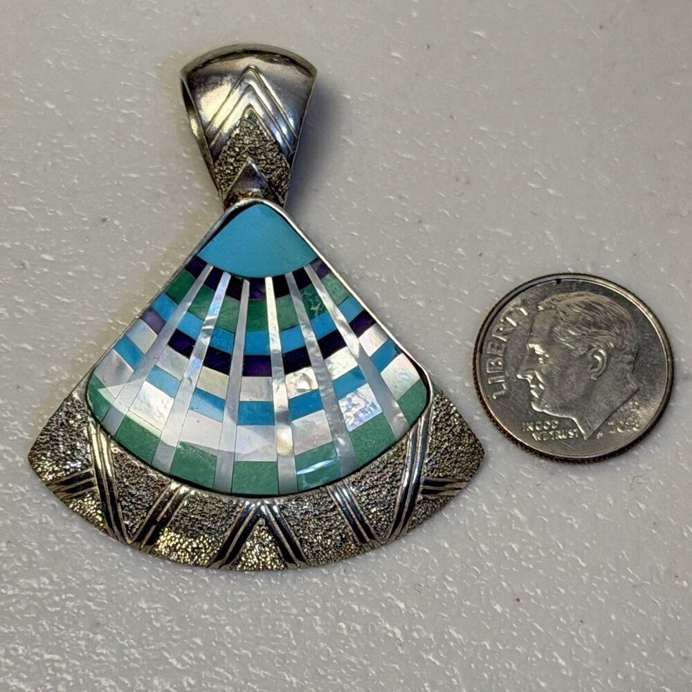 Carolyn Pollack Relios Turquoise Sterling Silver Pendant - Picture 3 of 4
